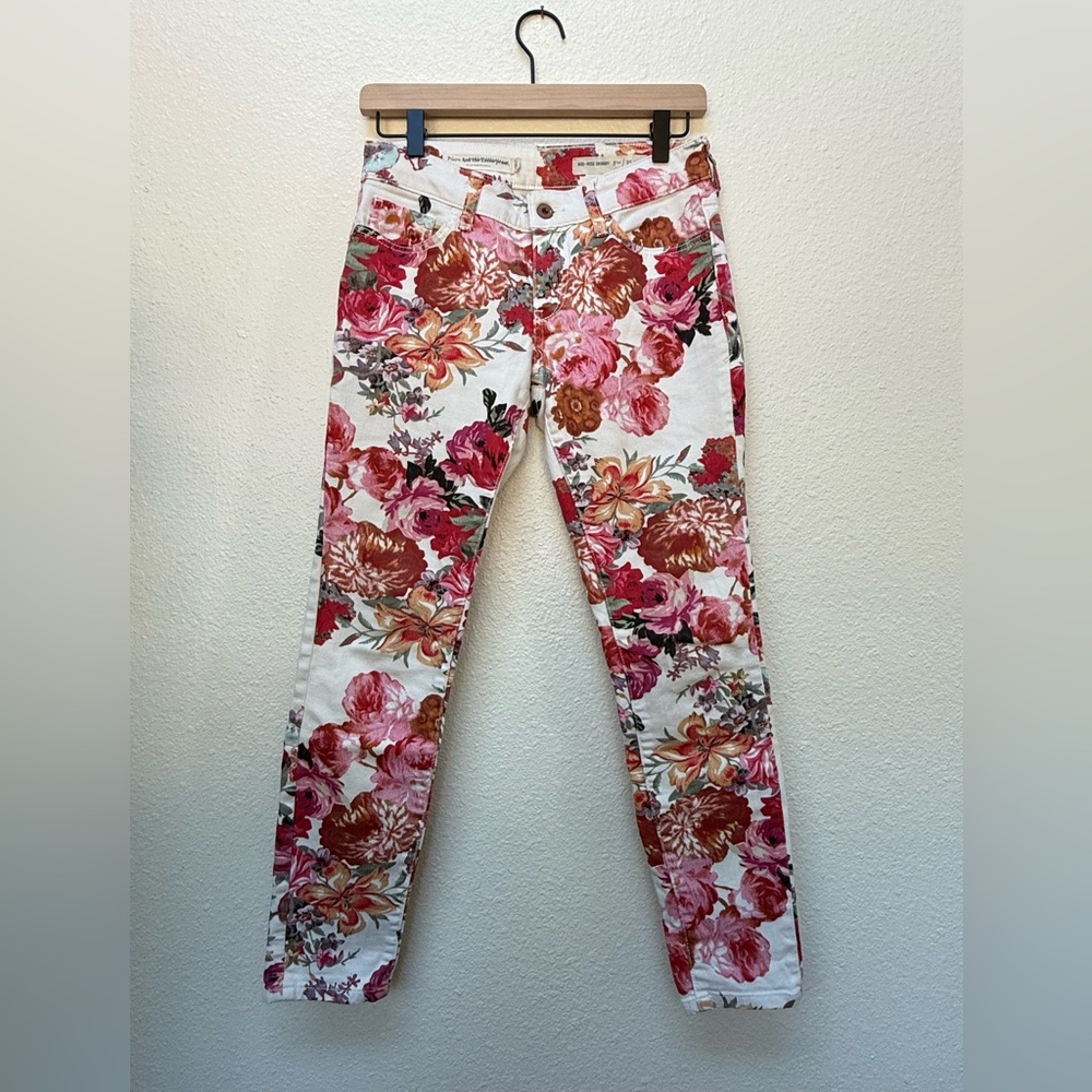 Pilcro and the Letterpress Mid-Rise Skinny Floral Jeans